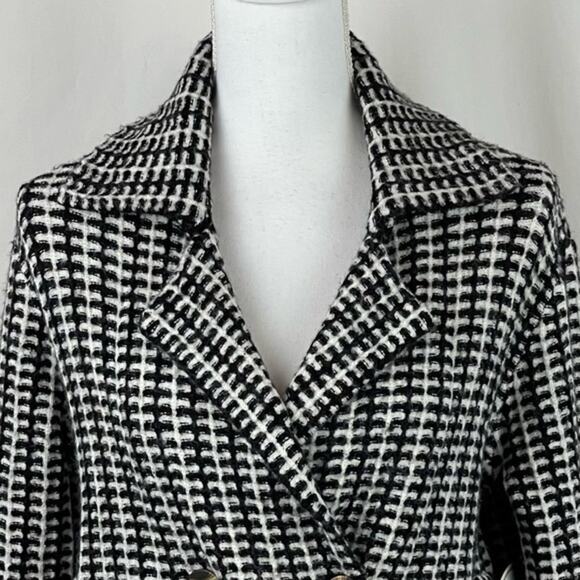 Rachel Zoe Black White Double Breasted Academia Sweater Jacket NWT Size XS - Picture 3 of 13